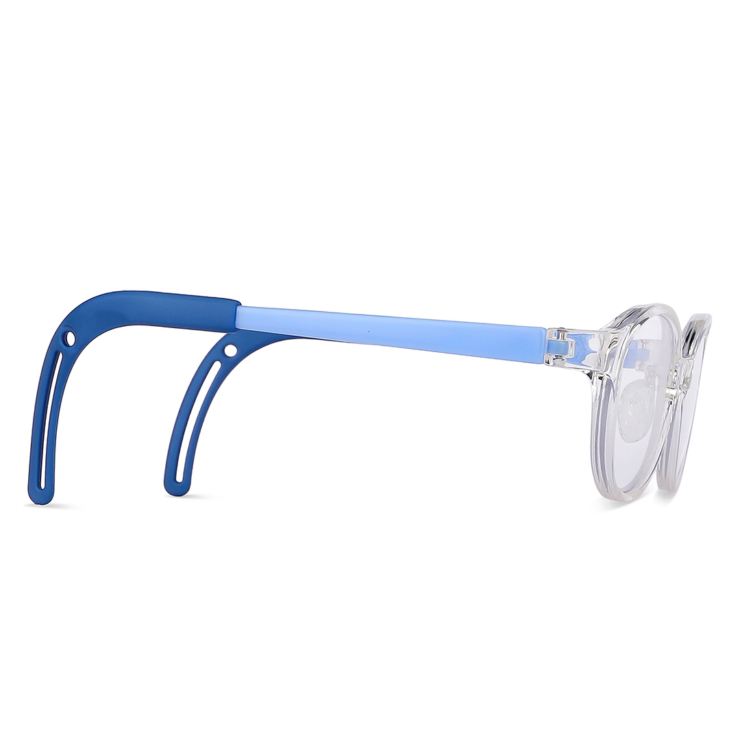 Hooper Screen Glasses Blue-Block Kids Computer Glasses: Transparent Sky Blue Full Rim Round Kids 8-12 yrs Lenskart Junior LKJ E10067CE-C2 left side