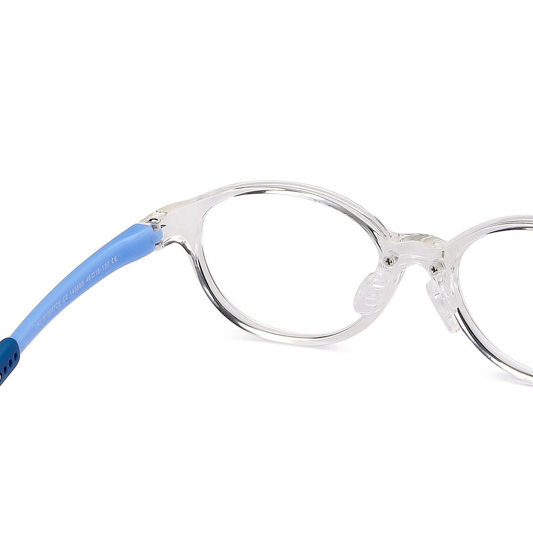 Hooper Screen Glasses Blue-Block Kids Computer Glasses: Transparent Sky Blue Full Rim Round Kids 8-12 yrs Lenskart Junior LKJ E10067CE-C2 right side
