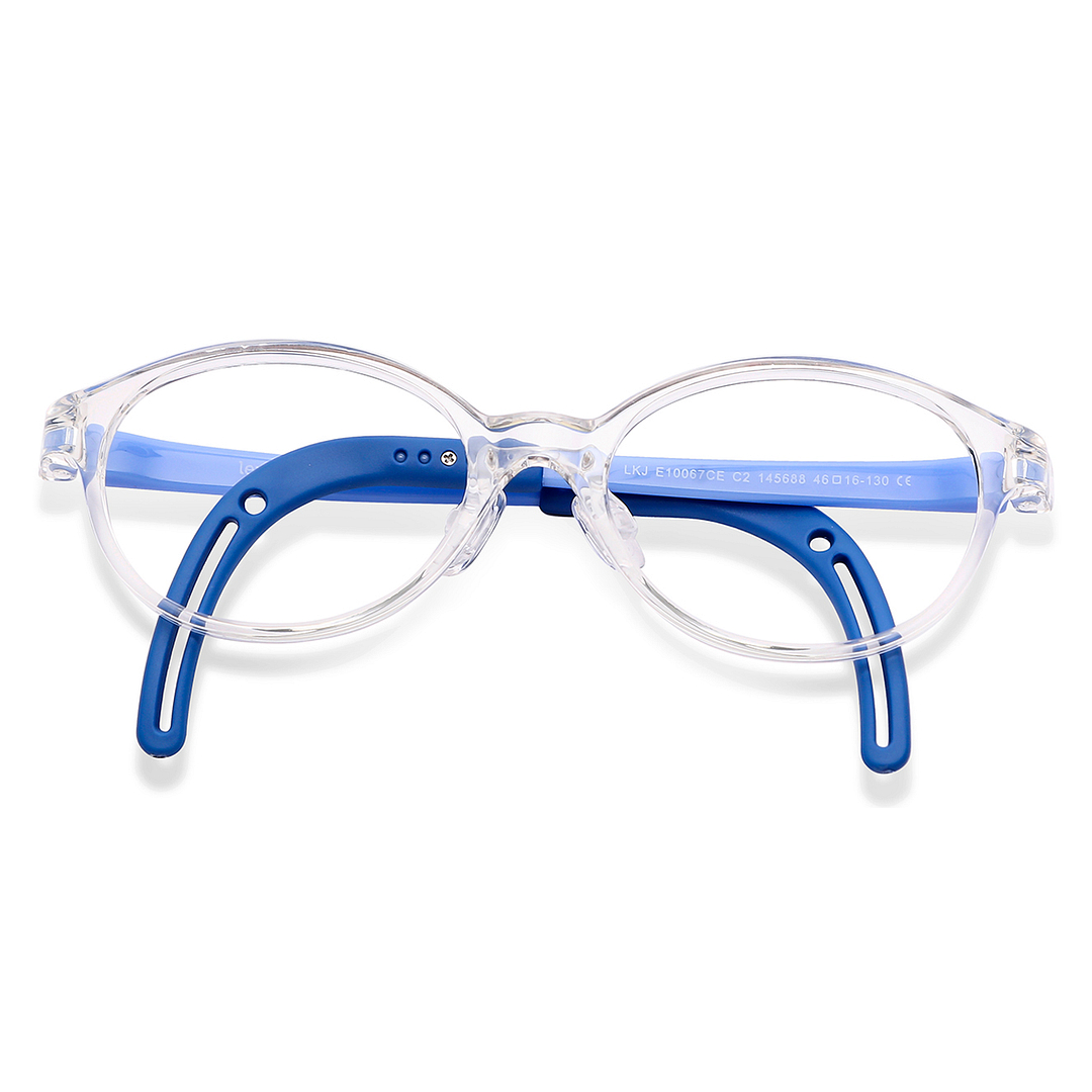 Hooper Screen Glasses Blue-Block Kids Computer Glasses: Transparent Sky Blue Full Rim Round Kids 8-12 yrs Lenskart Junior LKJ E10067CE-C2 left side
