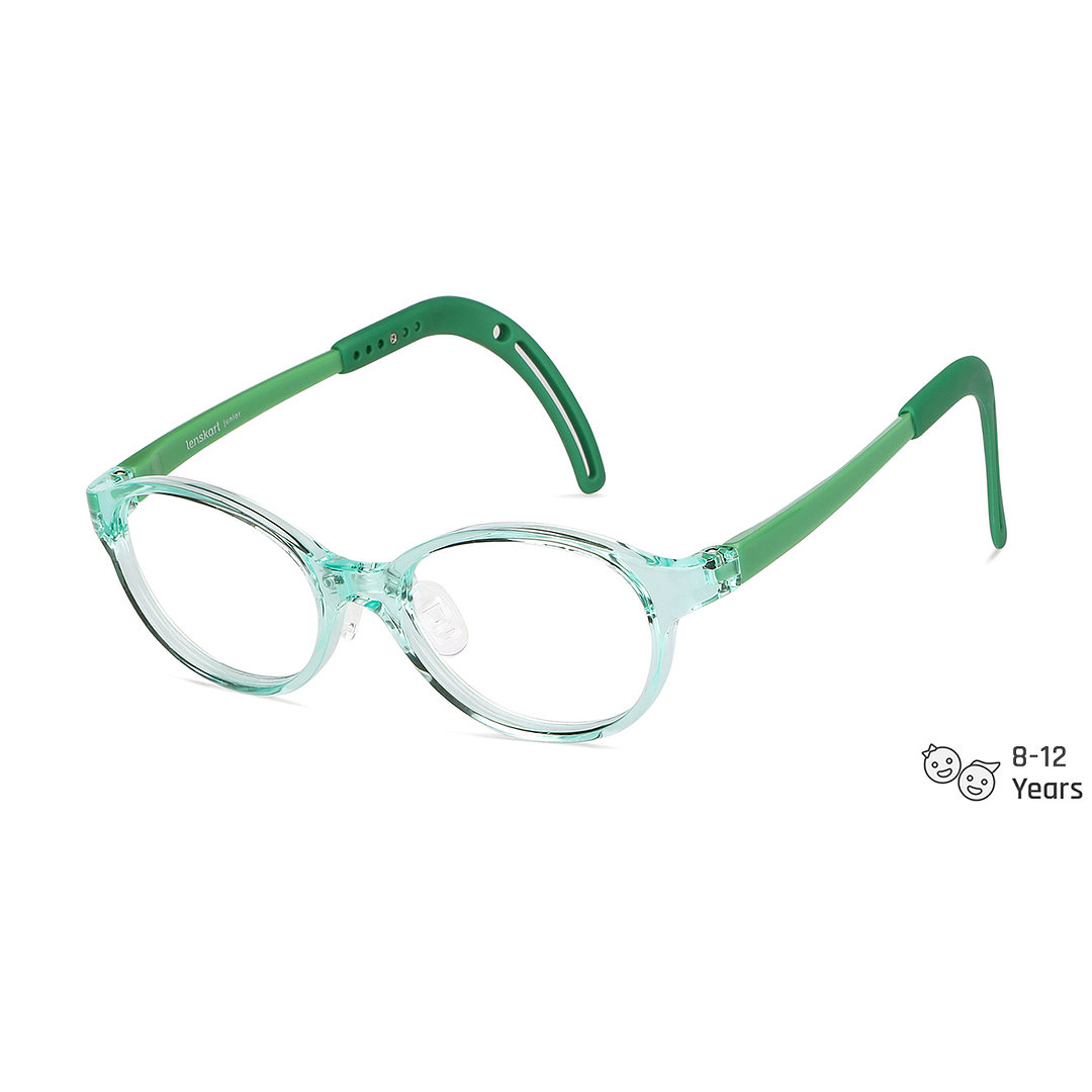 Hooper Screen Glasses Blue-Block Kids Computer Glasses: Green Transparent Full Rim Oval Kids  8-12 yrs  Lenskart Junior LKJ E10067CE-C3 left side