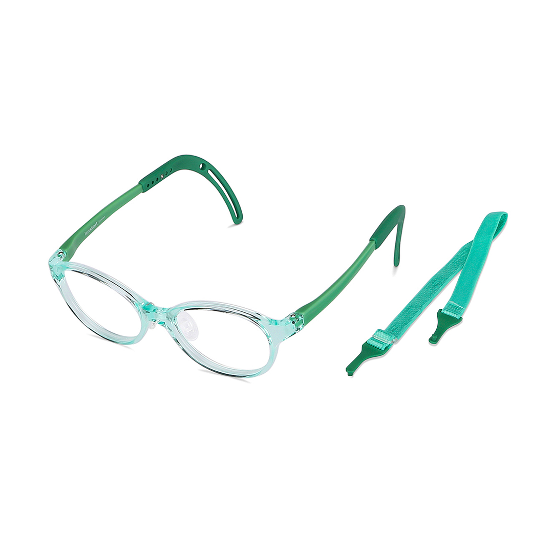 Hooper Screen Glasses Blue-Block Kids Computer Glasses: Green Transparent Full Rim Oval Kids  8-12 yrs  Lenskart Junior LKJ E10067CE-C3 right side