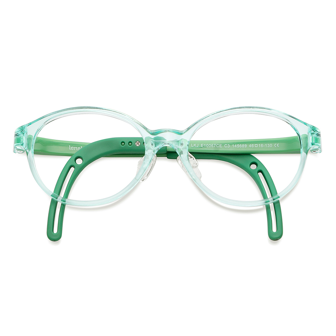 Hooper Screen Glasses Blue-Block Kids Computer Glasses: Green Transparent Full Rim Oval Kids  8-12 yrs  Lenskart Junior LKJ E10067CE-C3 left side