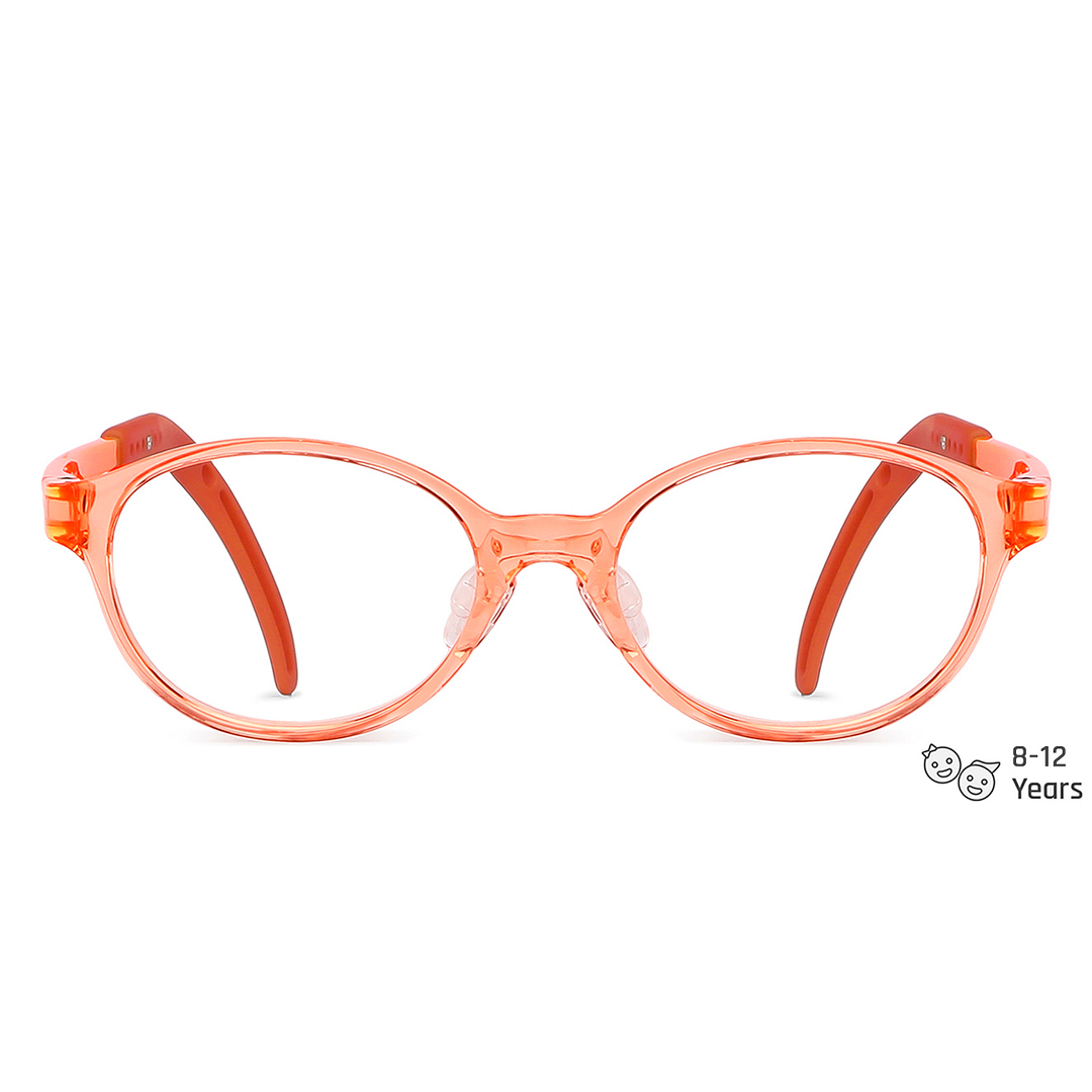 Hooper Screen Glasses Blue-Block Kids Computer Glasses: Orange Transparent Full Rim Round Kids 8-12 yrs Lenskart Junior LKJ E10067CE-C4 left side