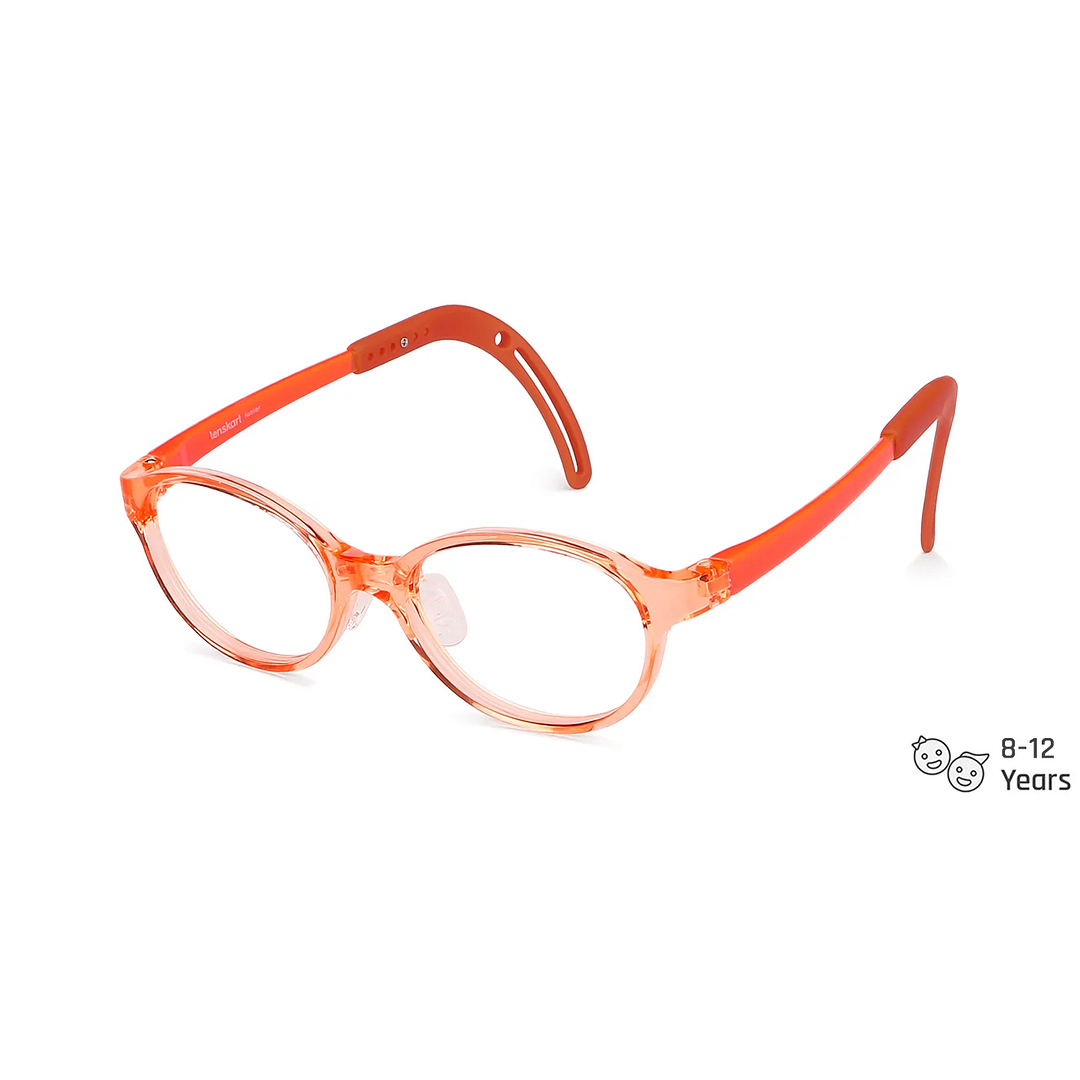 Hooper Screen Glasses Blue-Block Kids Computer Glasses: Orange Transparent Full Rim Round Kids 8-12 yrs Lenskart Junior LKJ E10067CE-C4 right side