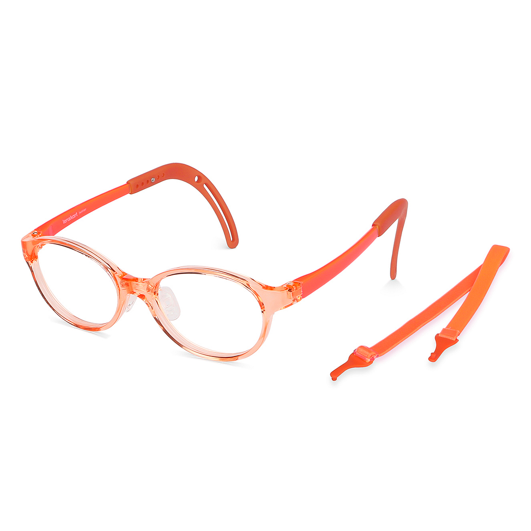 Hooper Screen Glasses Blue-Block Kids Computer Glasses: Orange Transparent Full Rim Round Kids 8-12 yrs Lenskart Junior LKJ E10067CE-C4 right side