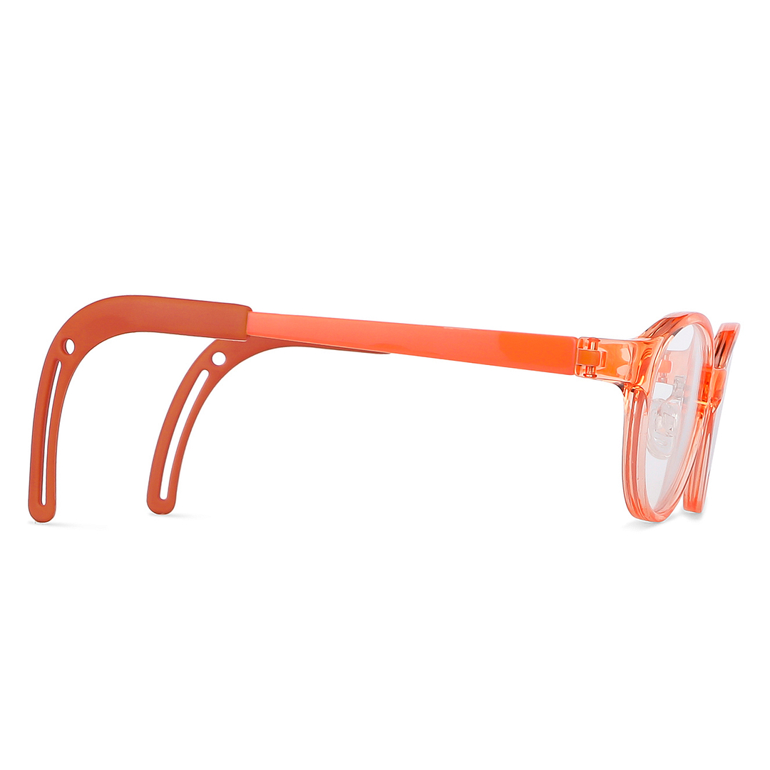 Hooper Screen Glasses Blue-Block Kids Computer Glasses: Orange Transparent Full Rim Round Kids 8-12 yrs Lenskart Junior LKJ E10067CE-C4 left side