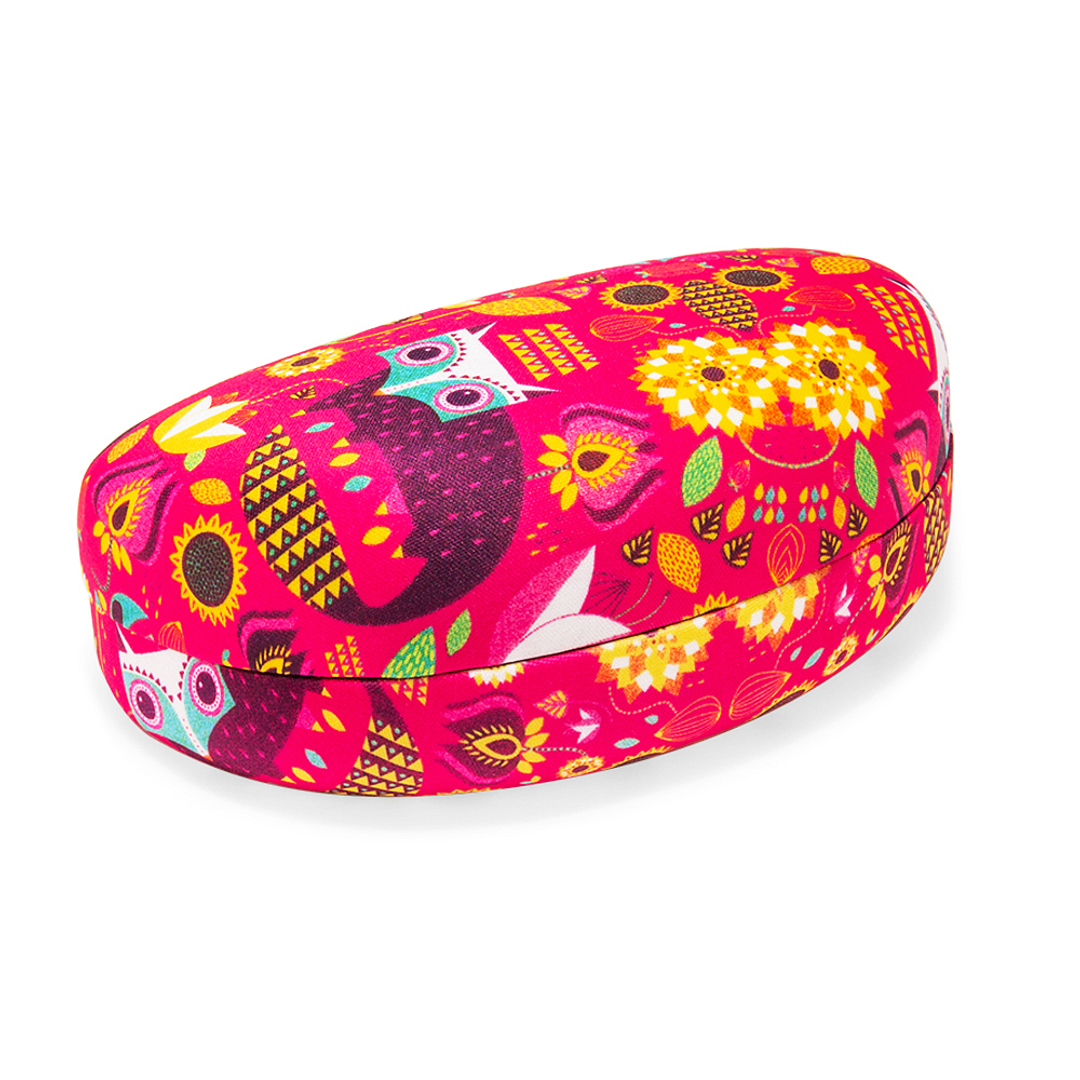 Lenskart Tiny Owl Pink yellow Sunglass Case — view 1