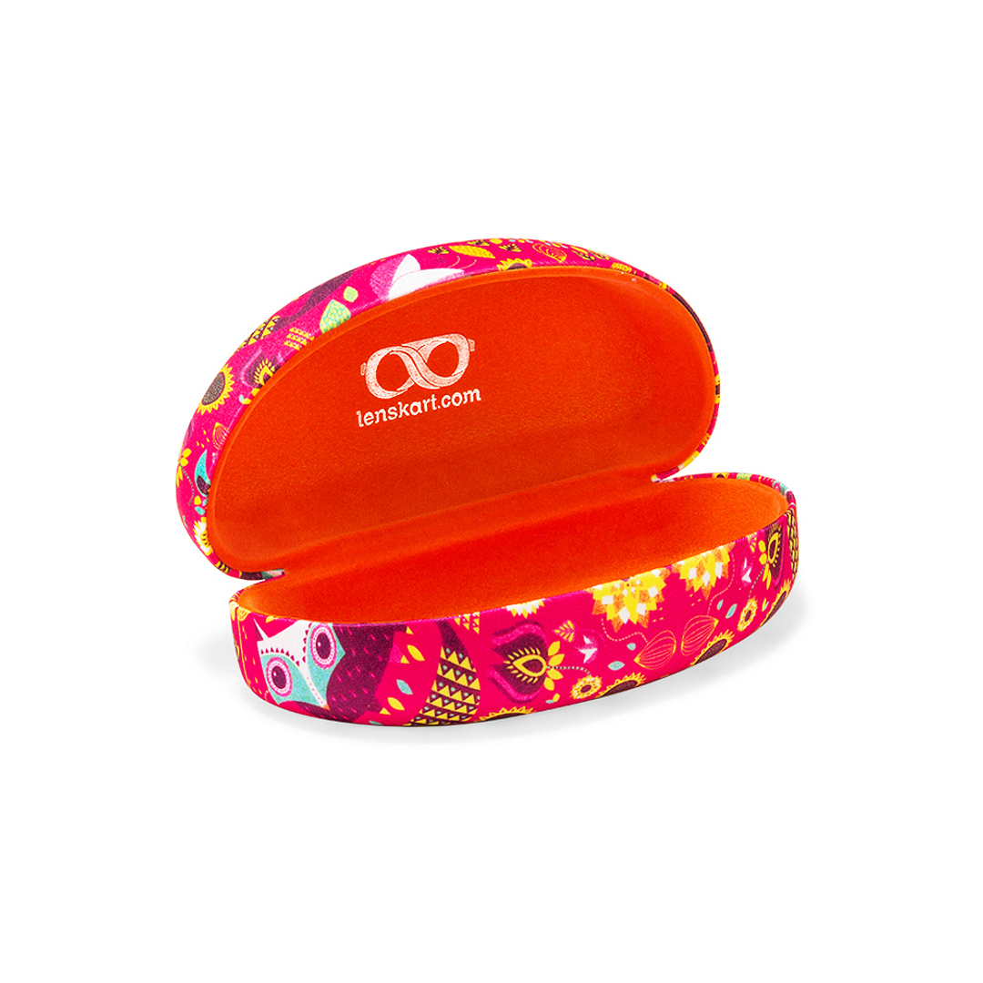 Lenskart Tiny Owl Pink yellow Sunglass Case — view 3