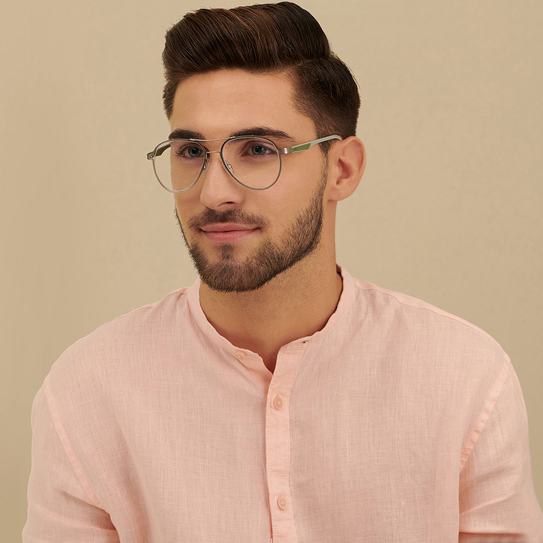 Lenskart Air Online Silver Full Rim Aviator left side