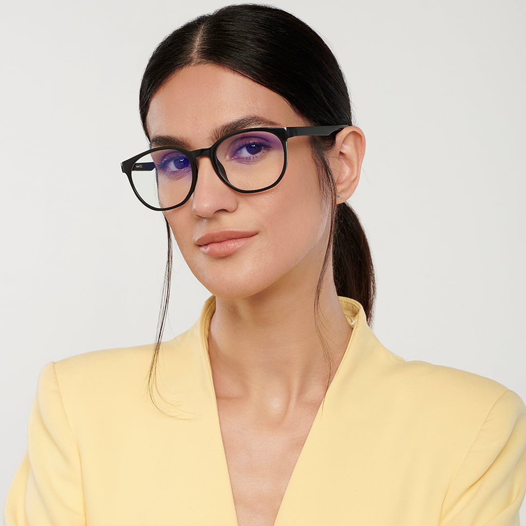 Lenskart BLU Screen Glasses Blue Block Zero Power Screen Glasses : Black Black Full Rim Round Lenskart Blu LB E14271-C2 right side