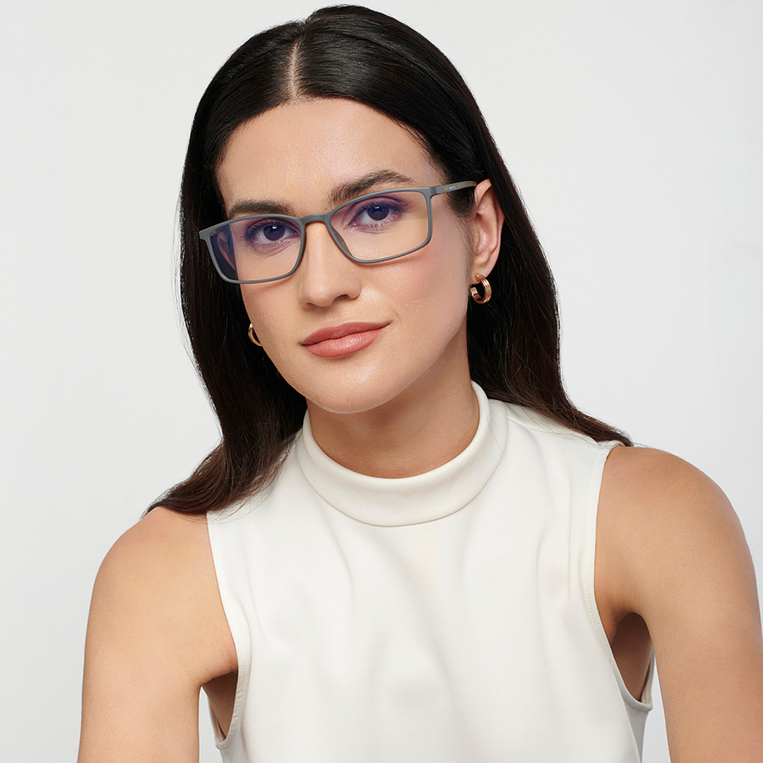 Lenskart BLU Screen Glasses Blue Block Zero Power Screen Glasses : Matte Grey Green Full Rim Rectangle Lenskart Blu LB E13527-C3 left side