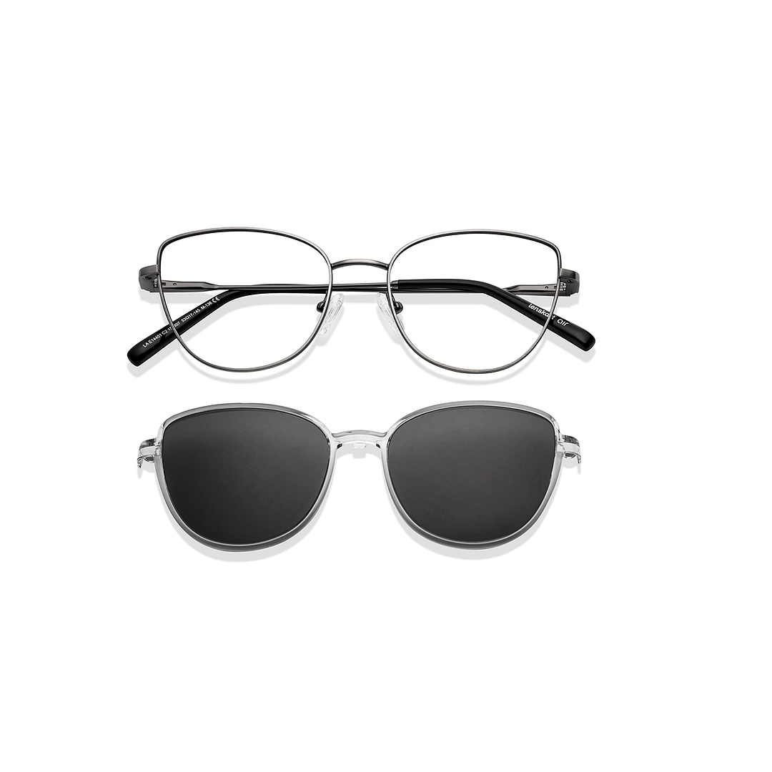 Lenskart Air Online Mid Gunmetal Full Rim Cat Eye left side
