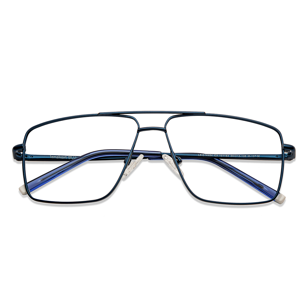Lenskart BLU Screen Glasses Blue Block Zero Power Screen Glasses: Blue Full Rim Aviator Lenskart BLU LB E14484-C3 left side