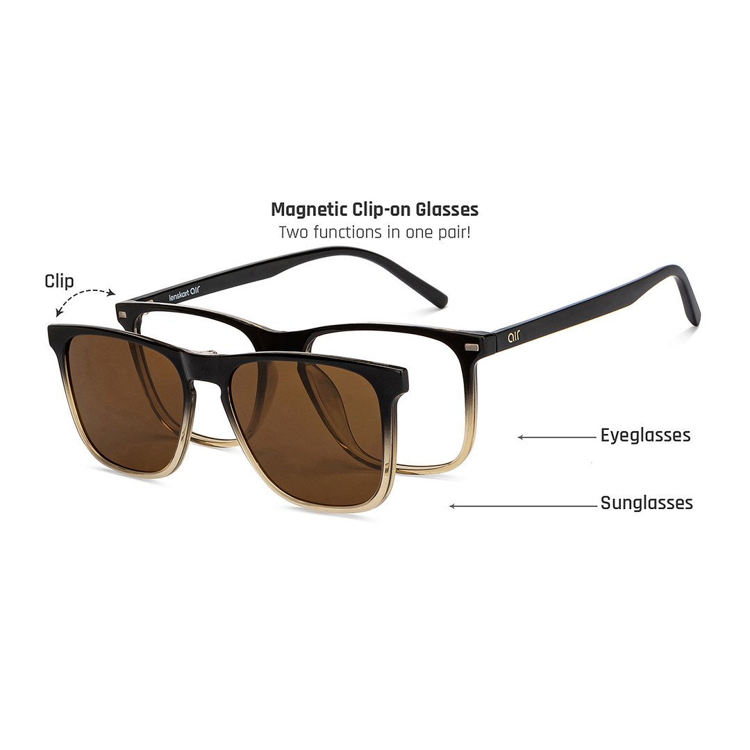 Buy Black Brown Transparent Full Rim Square Lenskart Air Clip On