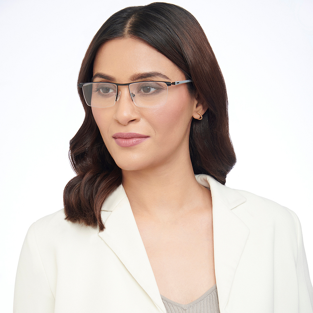 Lenskart Air Black Half Rim Rectangle left side