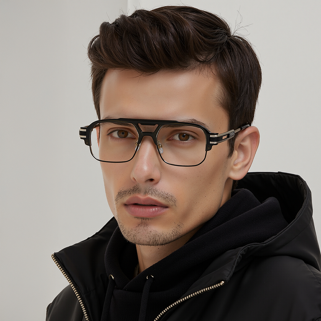 Lenskart STUDIO Black Gunmetal Full Rim Geometric right side
