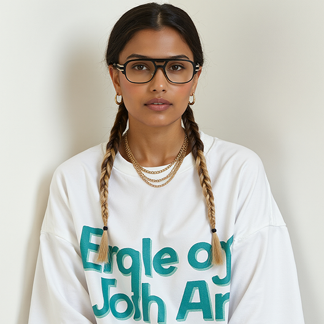 Lenskart STUDIO Black Gunmetal Full Rim Geometric left side