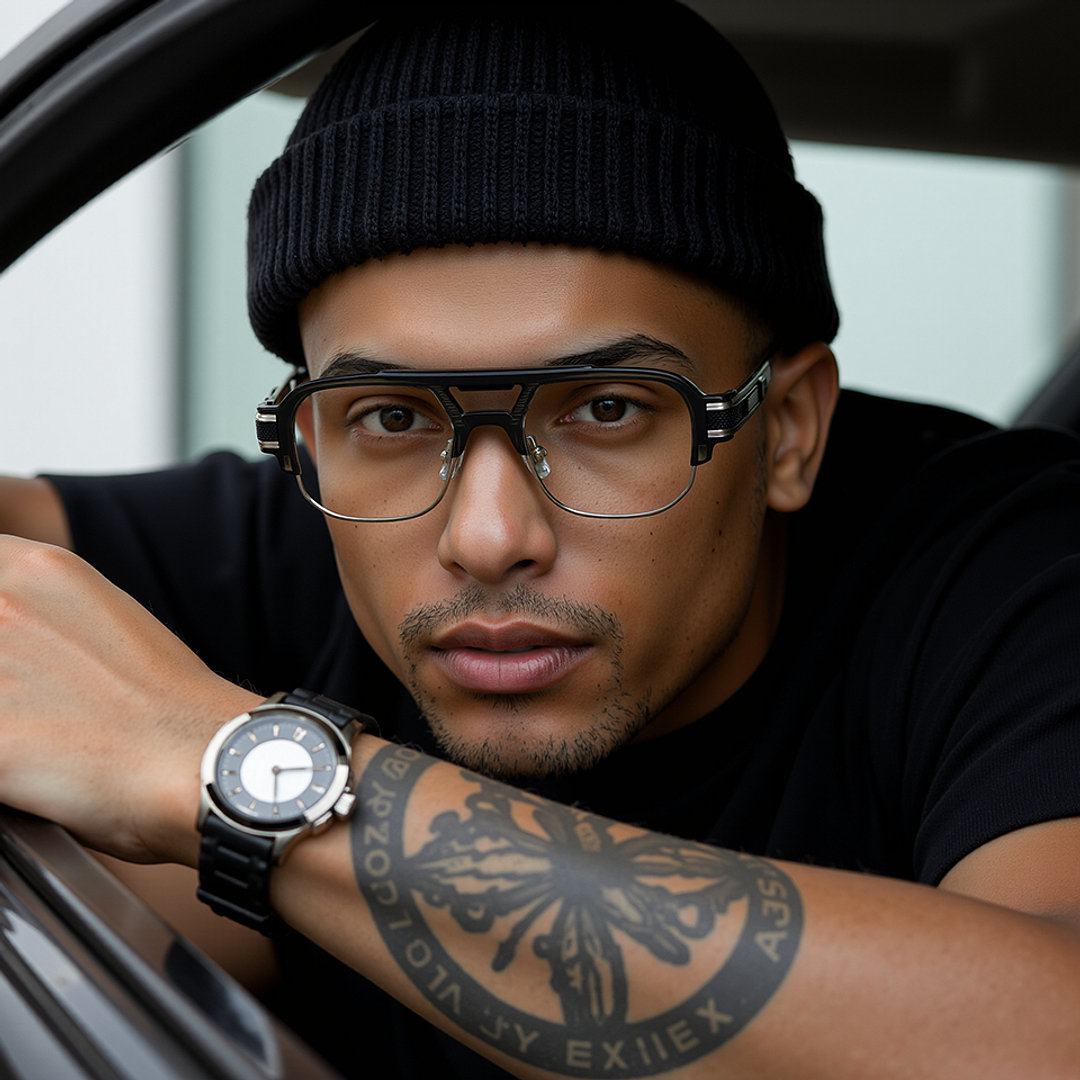 Lenskart STUDIO Black Gunmetal Full Rim Geometric right side