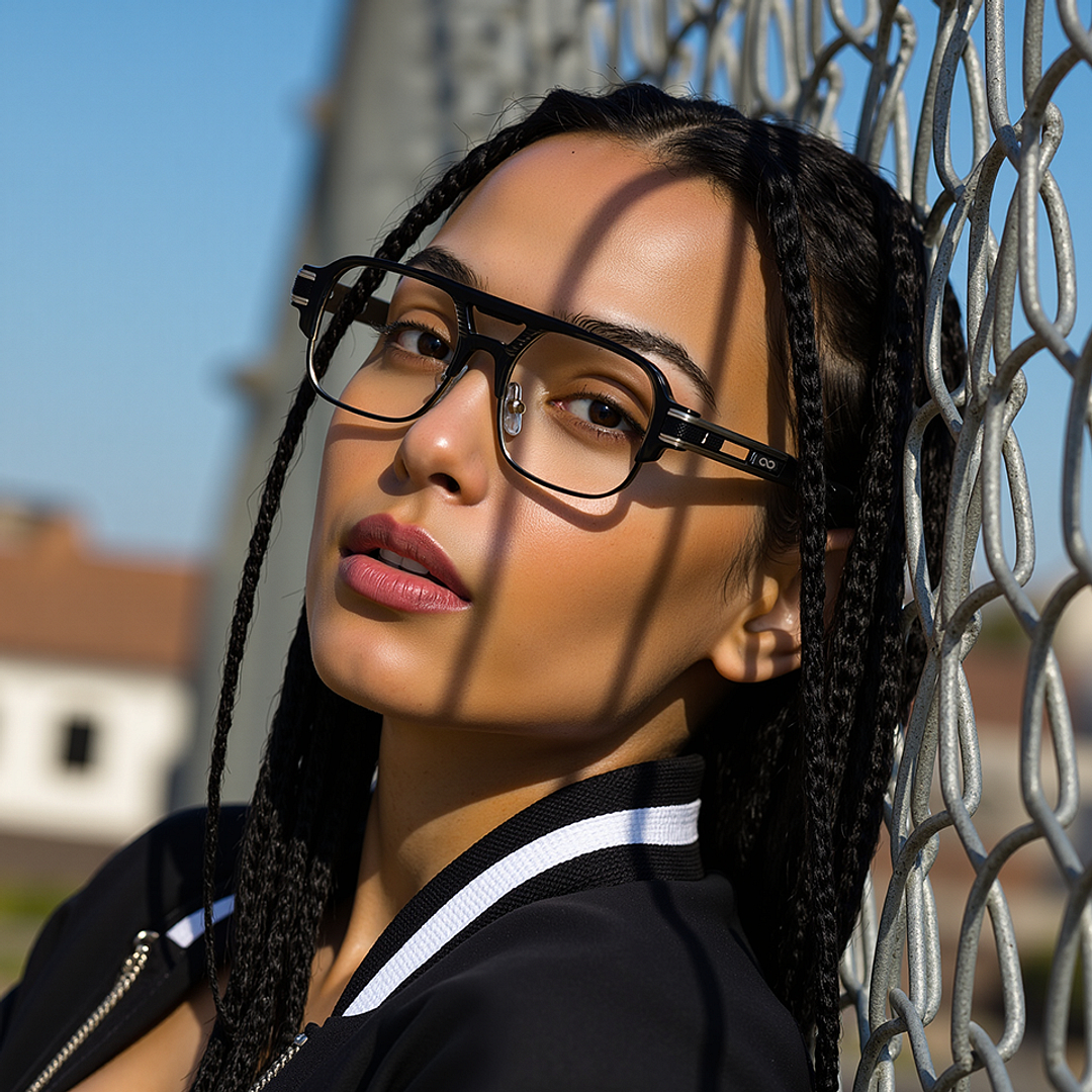 Lenskart STUDIO Black Gunmetal Full Rim Geometric left side