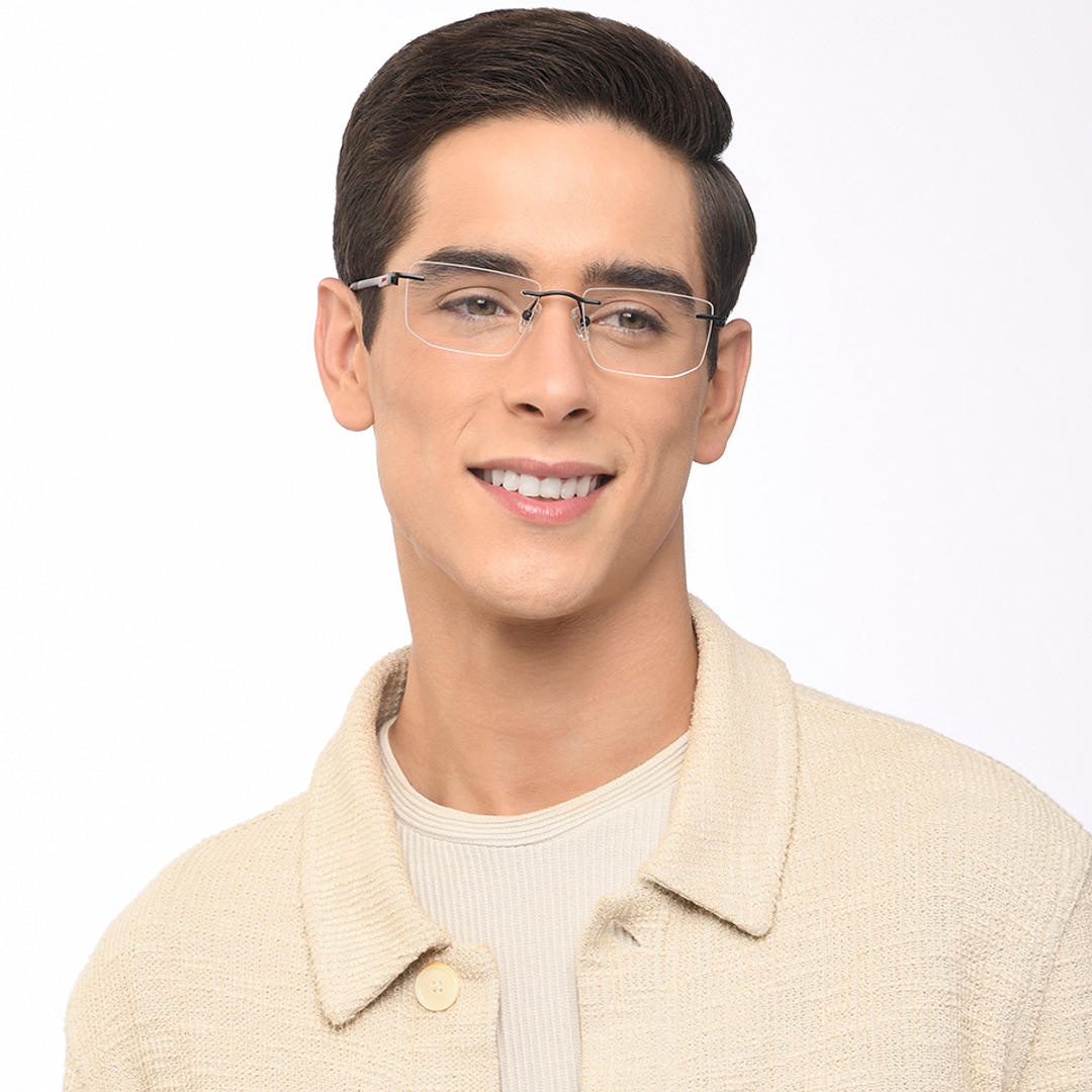 Lenskart Air Online Black Rimless Rectangle left side