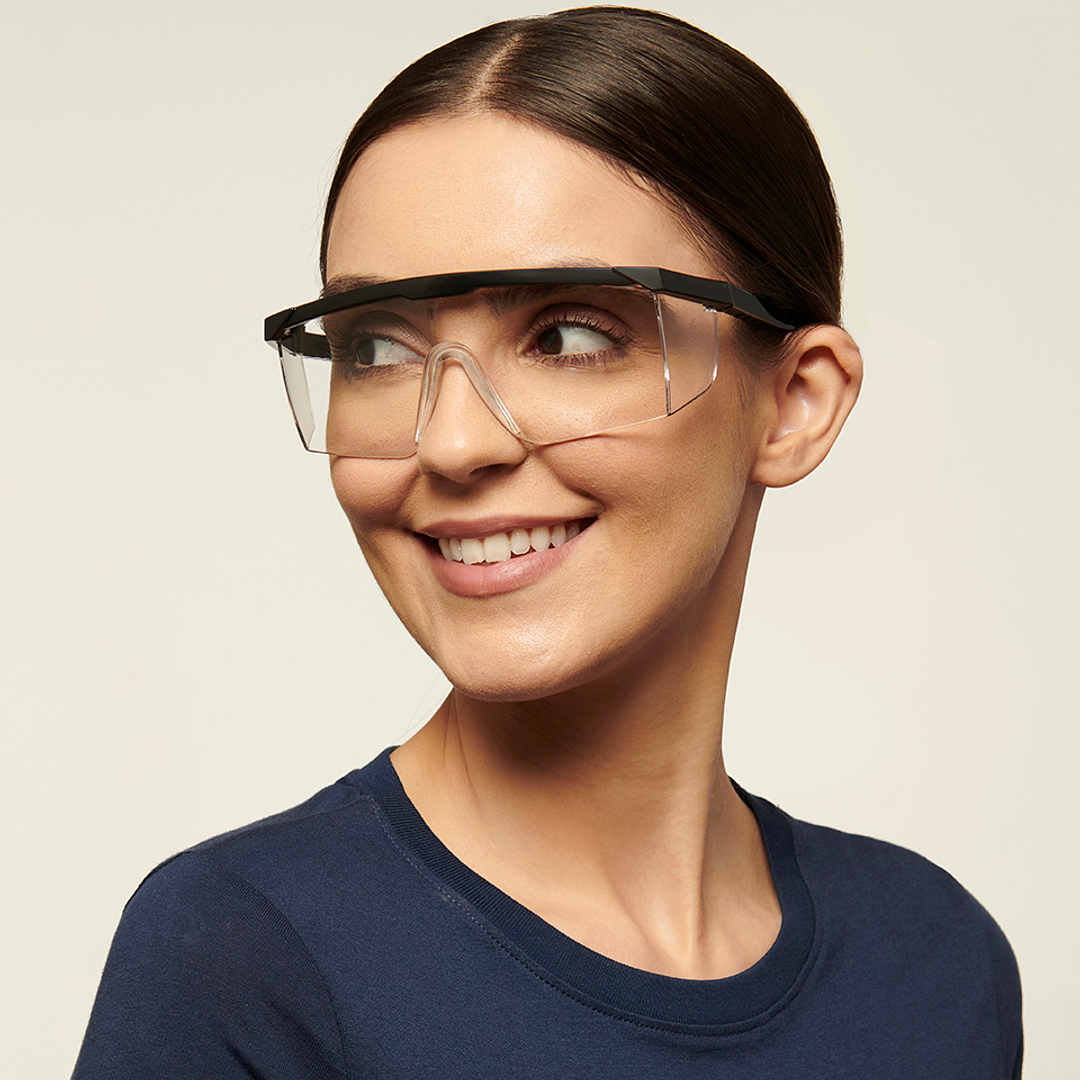 Lenskart Safety Goggles Black Transparent Half Rim Square  Size-150  Lenskart Safety Goggles L E13335-C1 left side