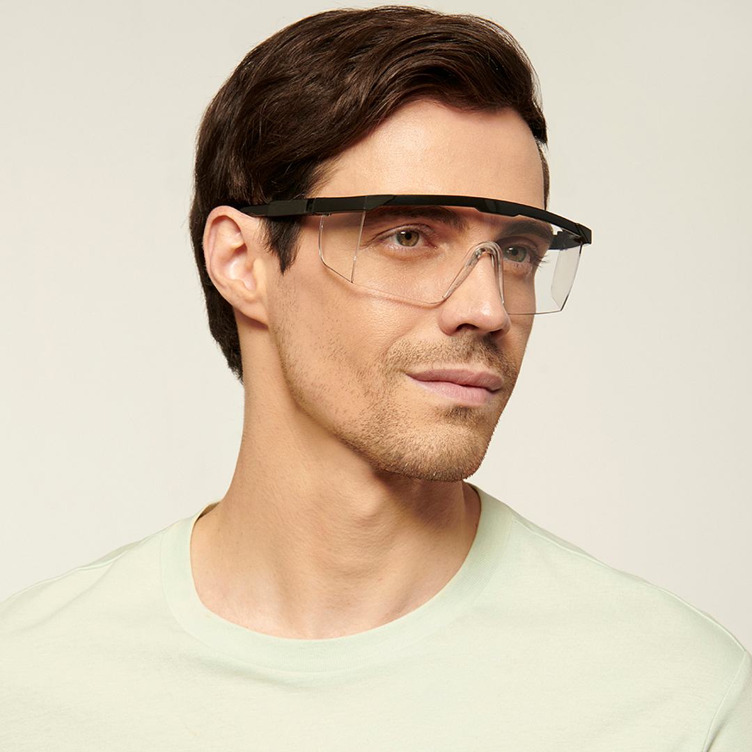 Lenskart Safety Goggles Black Transparent Half Rim Square  Size-150  Lenskart Safety Goggles L E13335-C1 left side