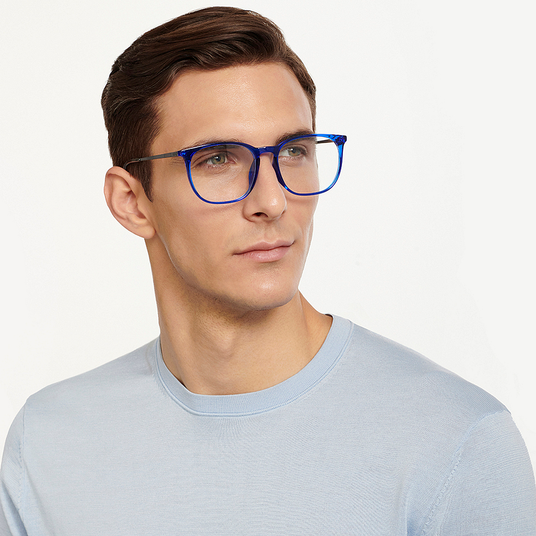 Lenskart Air Online Blue Transparent Full Rim Round left side