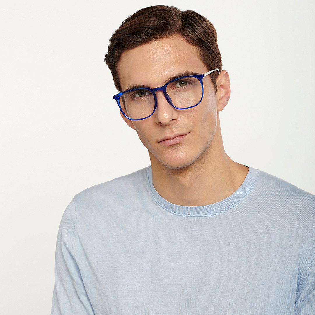 Lenskart Air Online Blue Transparent Full Rim Round right side