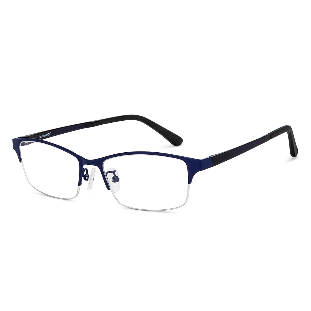 Lenskart Air Sky Blue Half Rim Rectangle left side