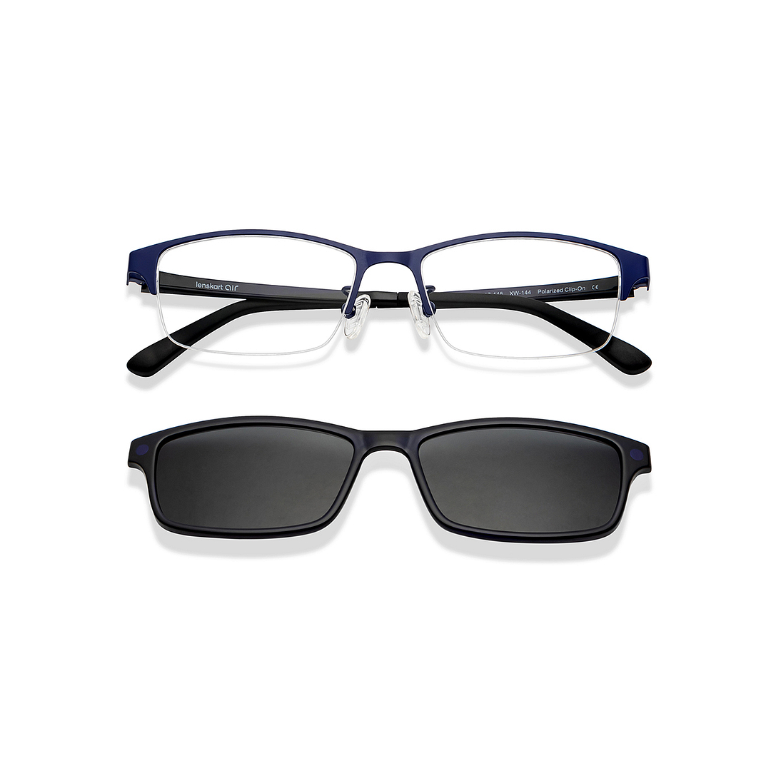 Lenskart Air Sky Blue Half Rim Rectangle left side