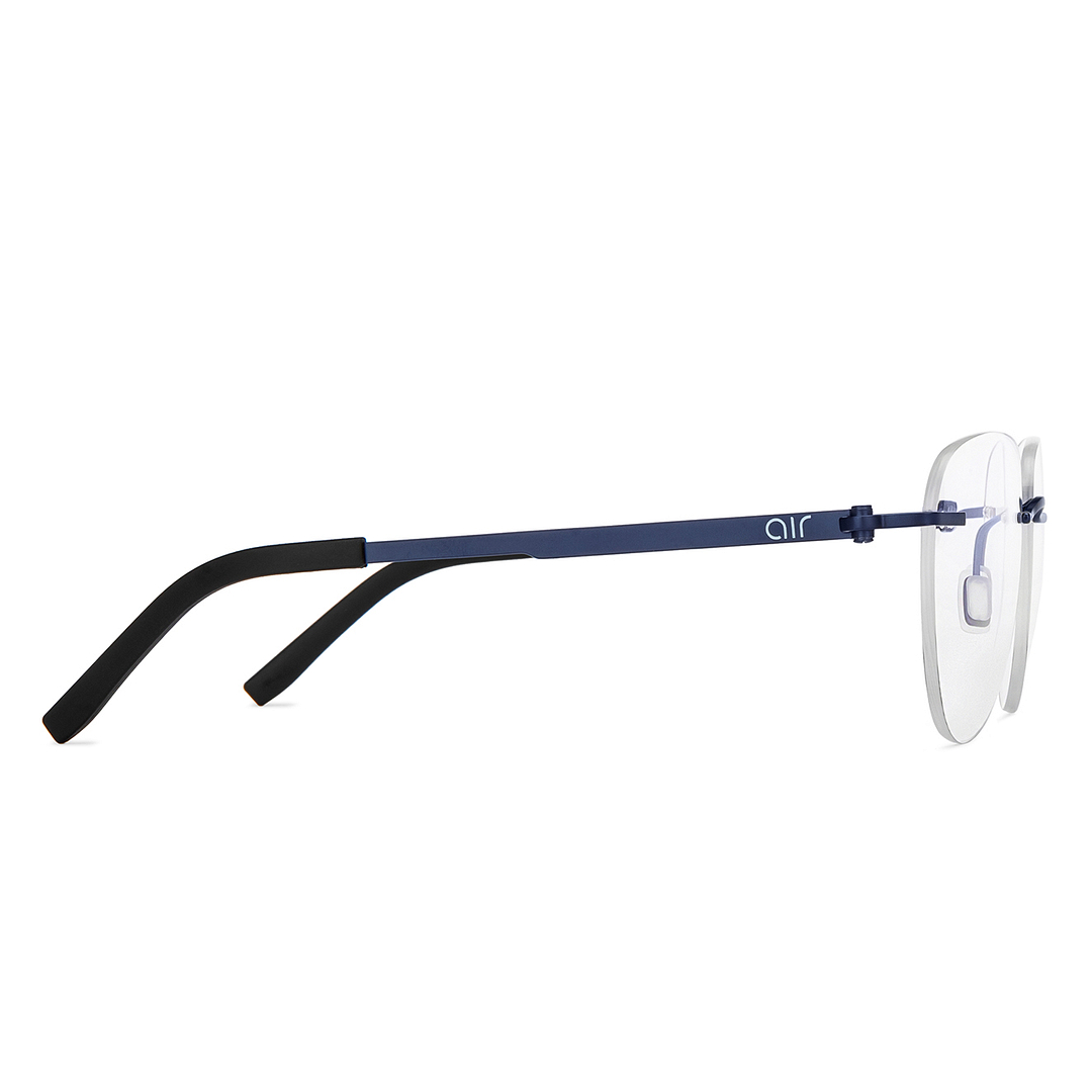 Lenskart Air Online Sky Blue Rimless Aviator left side