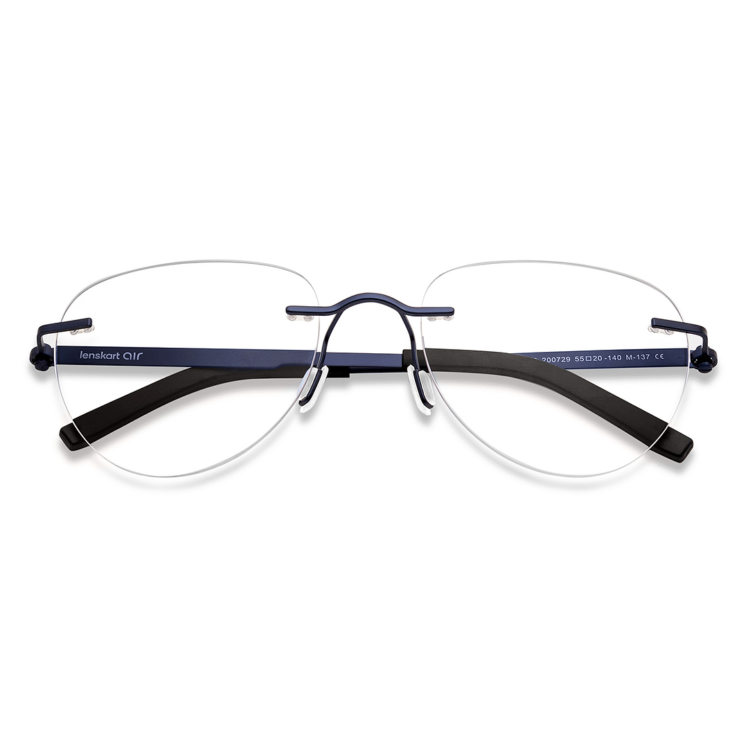 Lenskart Air Online Sky Blue Rimless Aviator left side