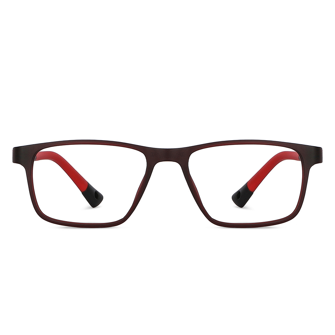 Lenskart Junior Computer Glasses Blue-Block Kids Computer Glasses: Matte Marron Transparent Matte Black Red Full Rim Rectangle Kids  5-8 yrs  Lenskart Junior LKJ E10006CE-C2 left side