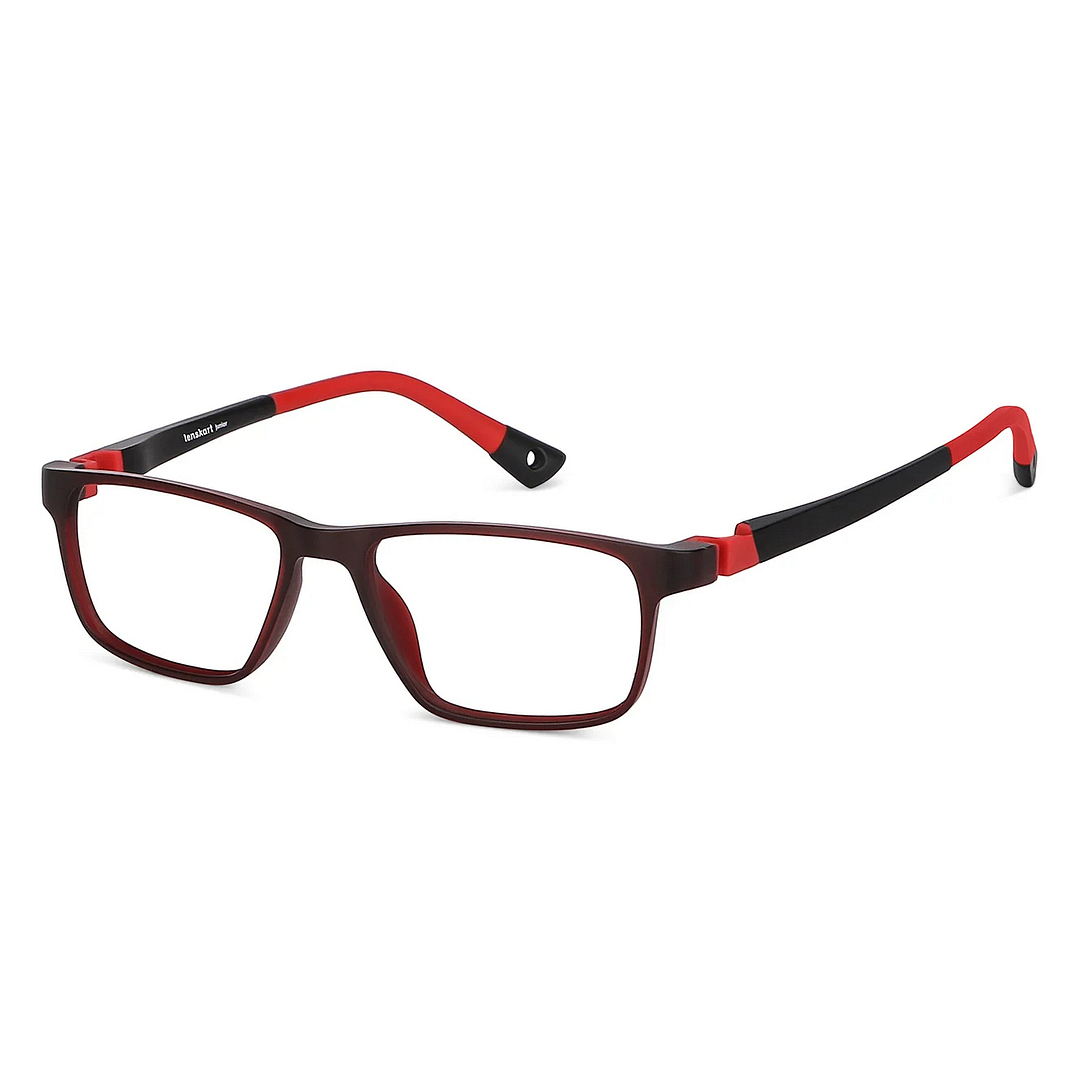 Lenskart Junior Computer Glasses Blue-Block Kids Computer Glasses: Matte Marron Transparent Matte Black Red Full Rim Rectangle Kids  5-8 yrs  Lenskart Junior LKJ E10006CE-C2 right side