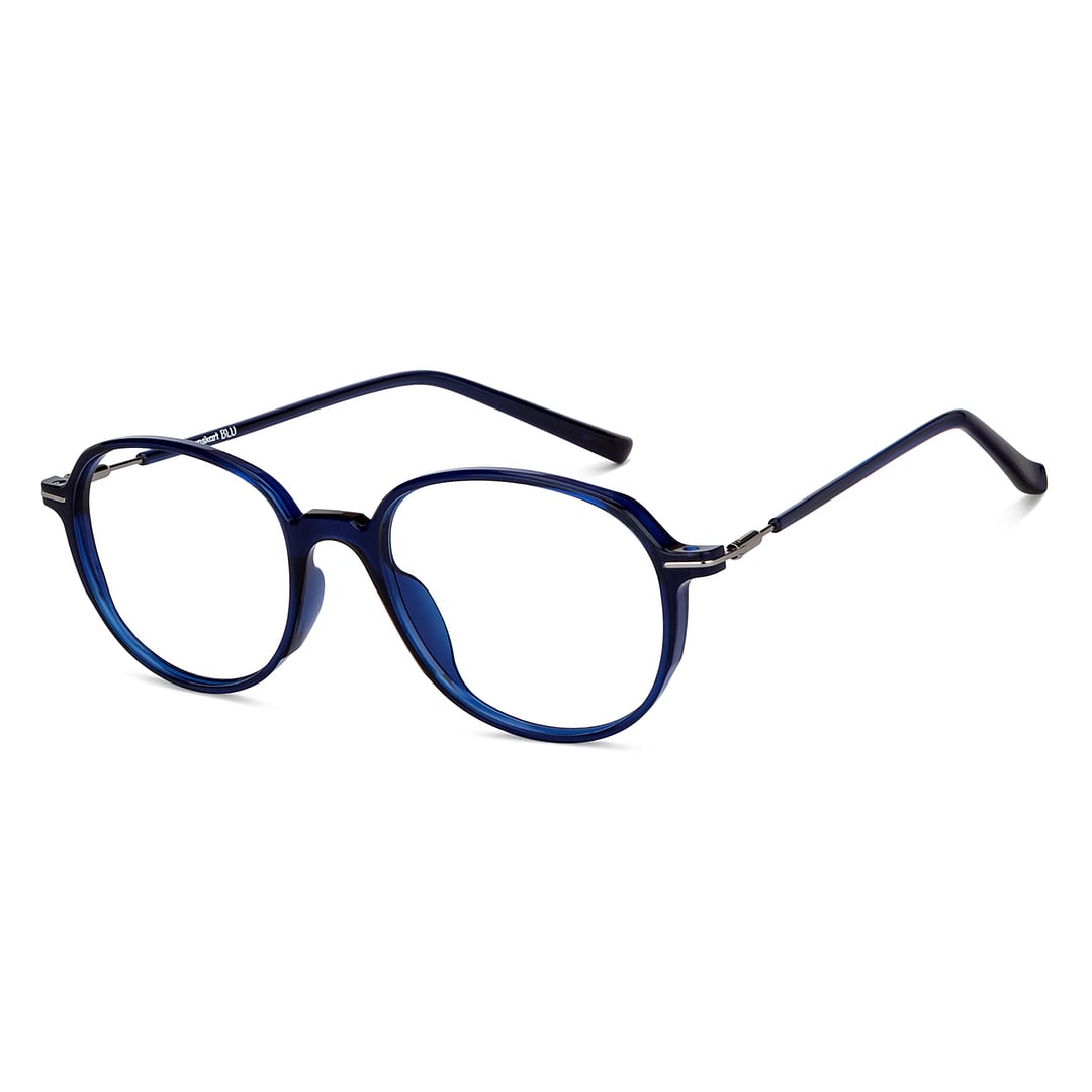 Lenskart BLU Screen Glasses Blue Block Zero Power Screen Glasses : Blue Gunmetal Full Rim Round Lenskart BLU LB E14792-C2 right side