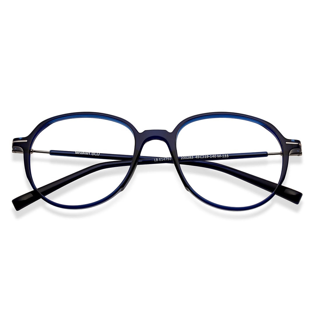 Lenskart BLU Screen Glasses Blue Block Zero Power Screen Glasses : Blue Gunmetal Full Rim Round Lenskart BLU LB E14792-C2 left side