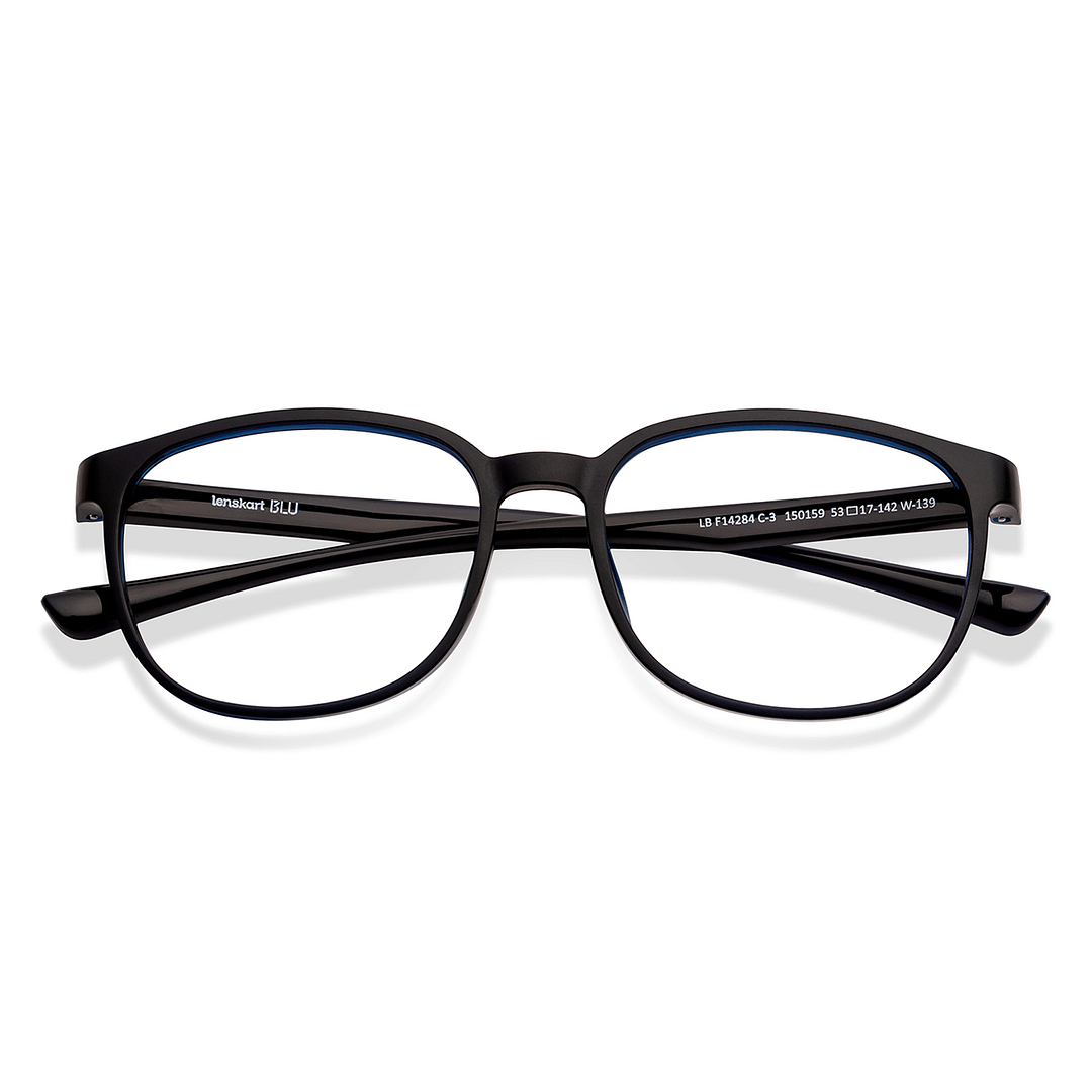 Lenskart BLU Screen Glasses Blue Block Zero Power Screen Glasses : Black Blue Full Rim Square Lenskart Blu LB E14284-C3 left side