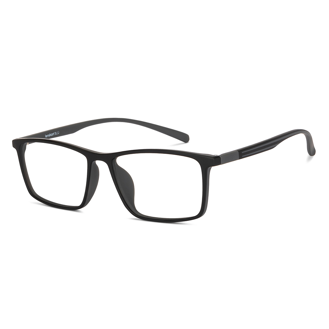Lenskart BLU Screen Glasses Blue Block Zero Power Screen Glasses : Black Full Rim Rectangle Lenskart Blu LB E14255-C1 left side