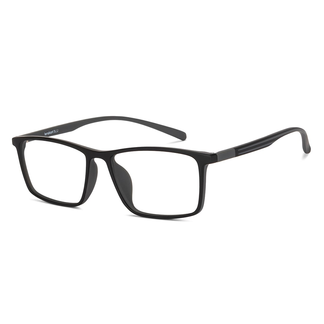 Lenskart BLU Screen Glasses Blue Block Zero Power Screen Glasses : Black Full Rim Rectangle Lenskart Blu LB E14255-C1 right side