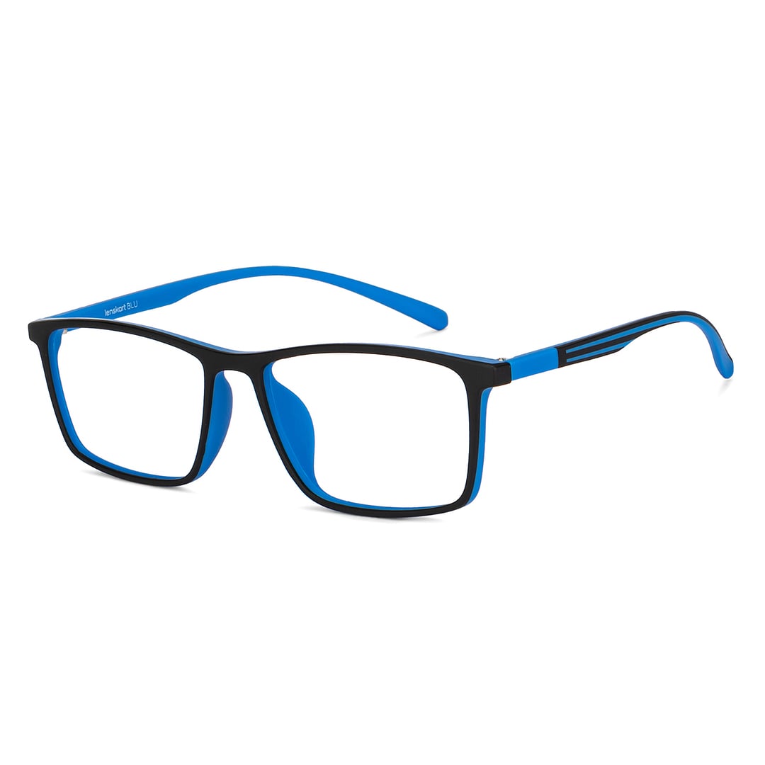 Lenskart BLU Screen Glasses Blue Block Zero Power Screen Glasses : Black Full Rim Rectangle Lenskart Blu LB E14255-C3 left side