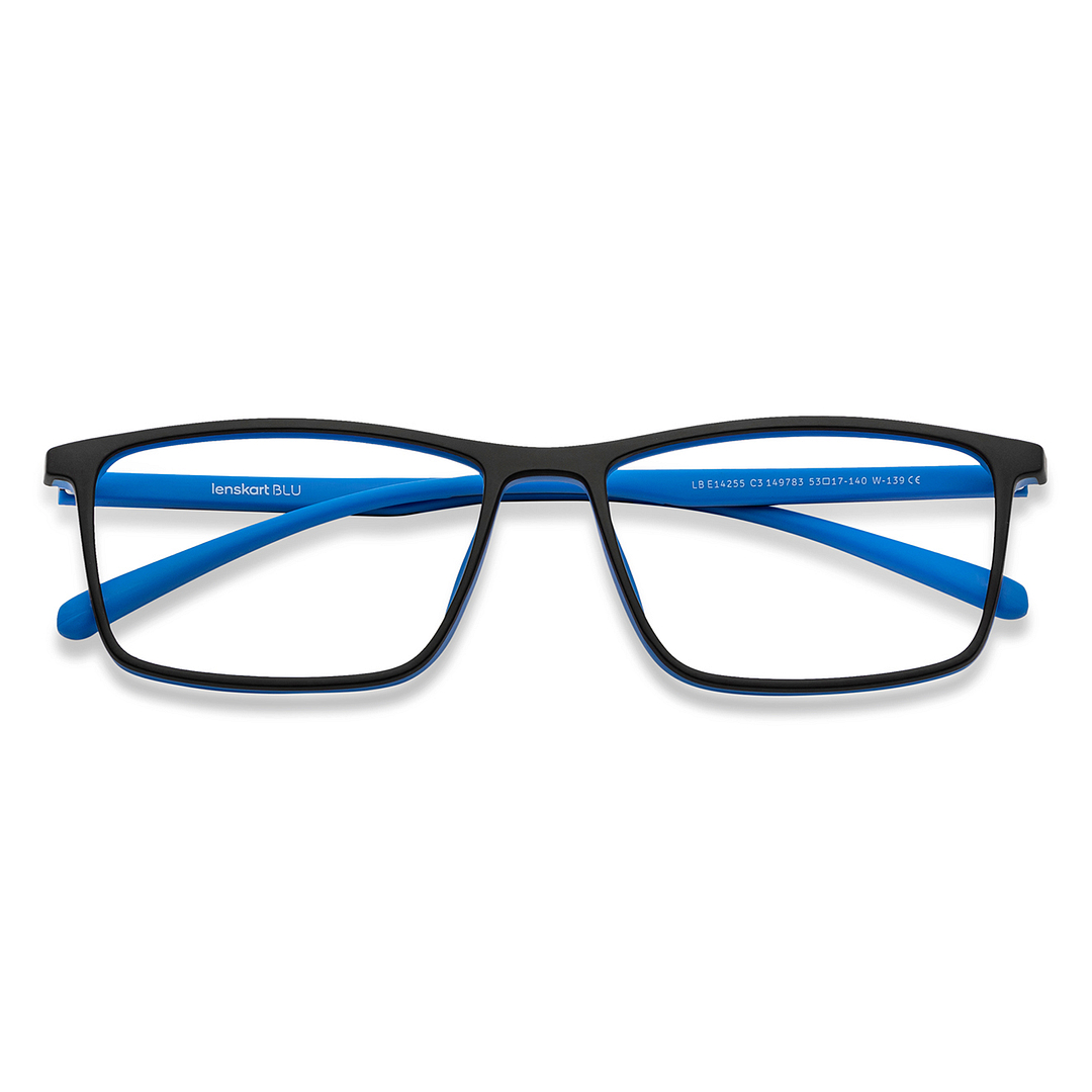 Lenskart BLU Screen Glasses Blue Block Zero Power Screen Glasses : Black Full Rim Rectangle Lenskart Blu LB E14255-C3 left side