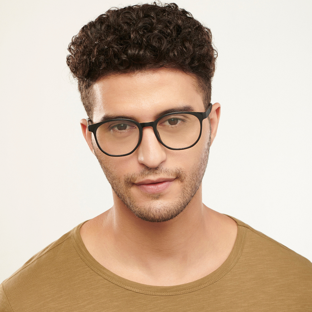 Lenskart BLU Screen Glasses Blue Block Zero Power Screen Glasses : Black Full Rim Round Lenskart Blu-C5 left side