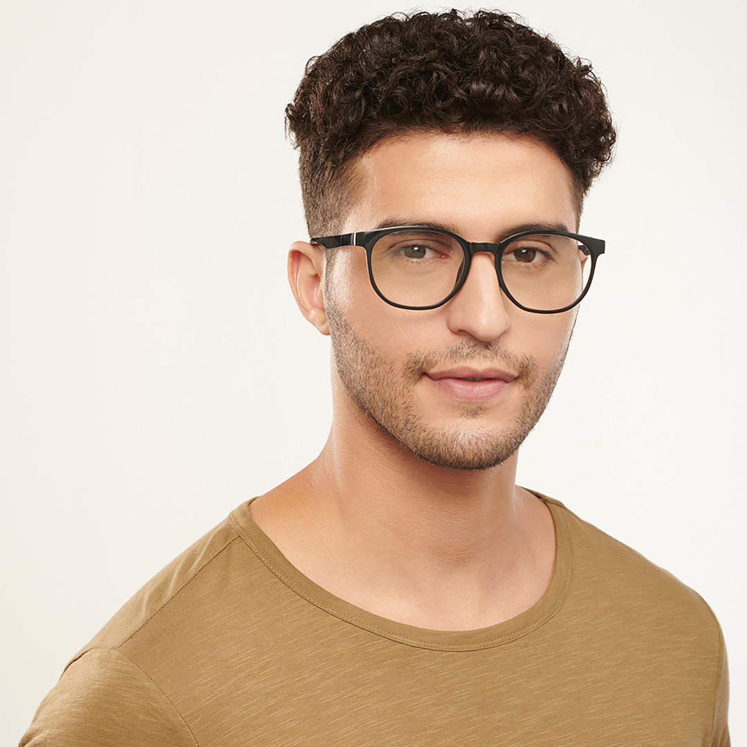 Lenskart BLU Screen Glasses Blue Block Zero Power Screen Glasses : Black Full Rim Round Lenskart Blu-C5 right side