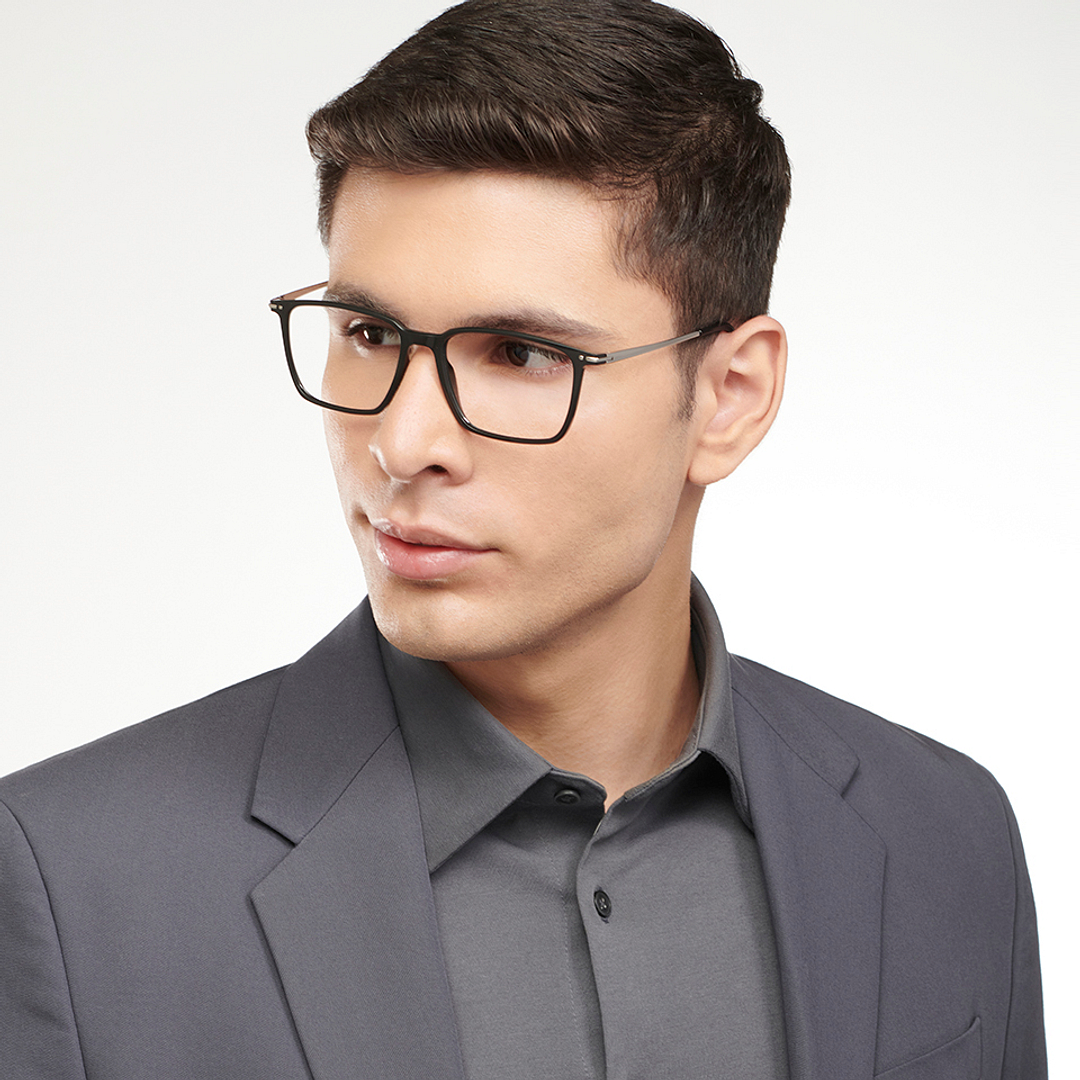 Lenskart BLU Screen Glasses Blue Block Zero Power Screen Glasses : Black Full Rim Square Lenskart Blu LB E14785-C3 right side