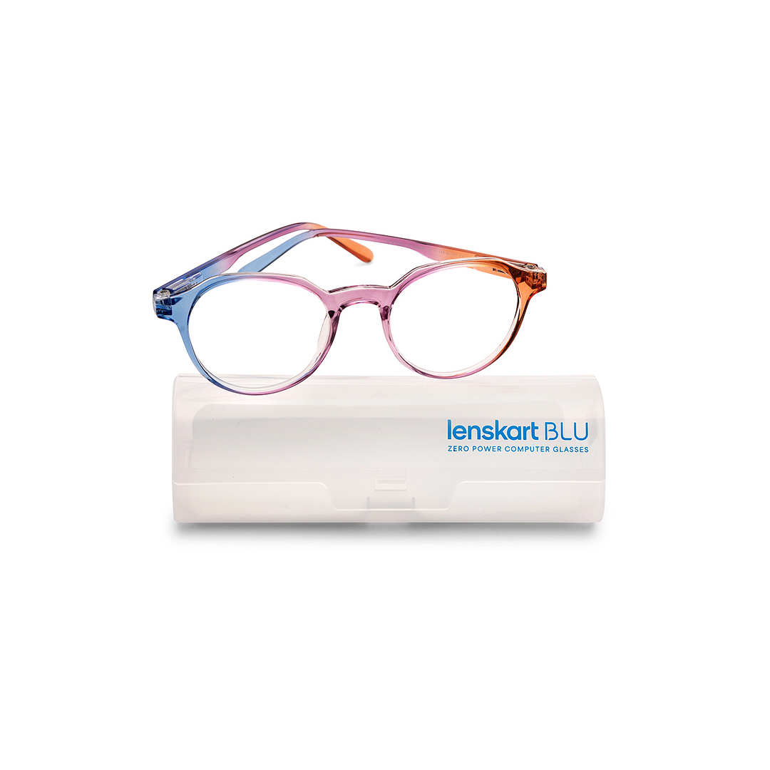 Lenskart BLU Screen Glasses Blue Block Zero Power Screen Glasses: Blue Pink Brown Full Rim Geometric Lenskart Blu LB E14060-C8 right side