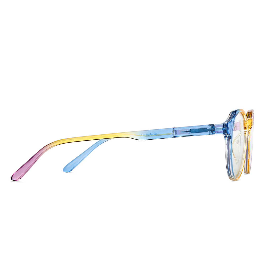 Lenskart BLU Screen Glasses Blue Block Zero Power Screen Glasses: Blue Yellow Pink Full Rim Geometric Lenskart Blu LB E14060-C6 right side