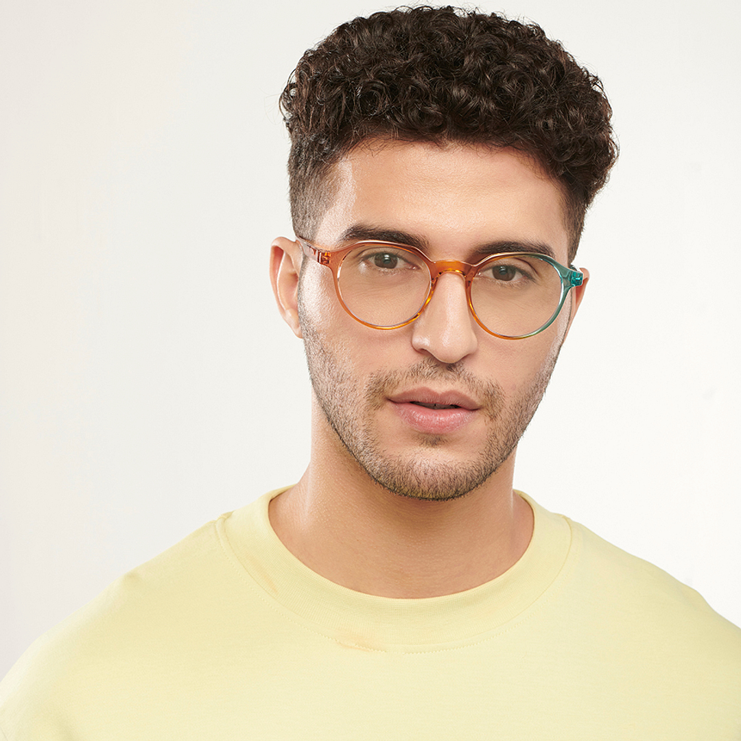 Lenskart BLU Screen Glasses Blue Block Zero Power Screen Glasses: Blue Brown Full Rim Geometric Lenskart Blu LB E14060-C9 left side