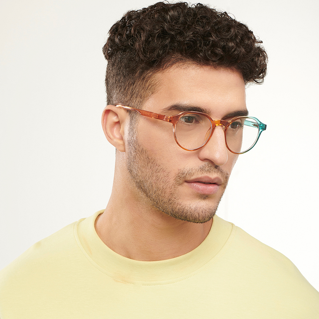 Lenskart BLU Screen Glasses Blue Block Zero Power Screen Glasses: Blue Brown Full Rim Geometric Lenskart Blu LB E14060-C9 right side