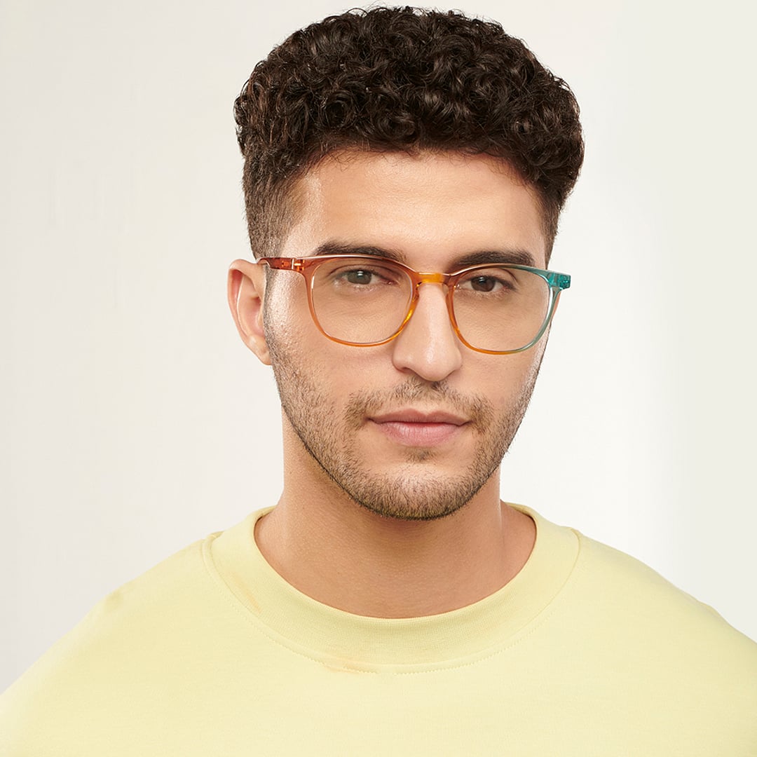 Lenskart BLU Screen Glasses Blue Block Zero Power Screen Glasses: Blue Brown Full Rim Square Lenskart Blu LB E14058-C9 right side