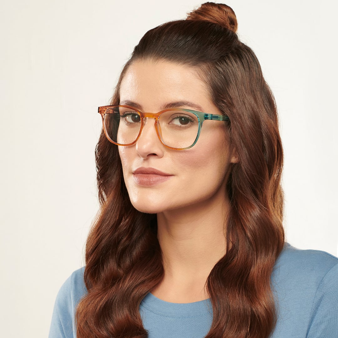 Lenskart BLU Screen Glasses Blue Block Zero Power Screen Glasses: Blue Brown Full Rim Square Lenskart Blu LB E14058-C9 left side